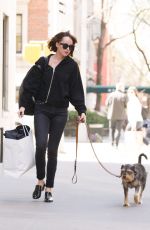 DAKOTA JOHNSON Walks Her Dog Out in New York 04/19/2015