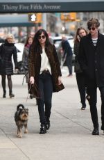 DAKOTA JOHNSON Walks Her Dog Out in New York