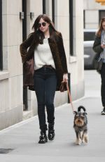 DAKOTA JOHNSON Walks Her Dog Out in New York