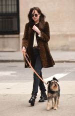 DAKOTA JOHNSON Walks Her Dog Out in New York