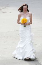 DANIELLE PANABAKER in Wedding Dress on the Set of The Flash in Vancouver