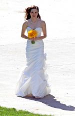 DANIELLE PANABAKER in Wedding Dress on the Set of The Flash in Vancouver