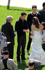 DANIELLE PANABAKER in Wedding Dress on the Set of The Flash in Vancouver