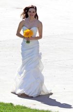 DANIELLE PANABAKER in Wedding Dress on the Set of The Flash in Vancouver