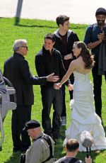 DANIELLE PANABAKER in Wedding Dress on the Set of The Flash in Vancouver