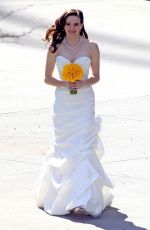 DANIELLE PANABAKER in Wedding Dress on the Set of The Flash in Vancouver