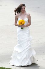 DANIELLE PANABAKER in Wedding Dress on the Set of The Flash in Vancouver