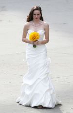 DANIELLE PANABAKER in Wedding Dress on the Set of The Flash in Vancouver