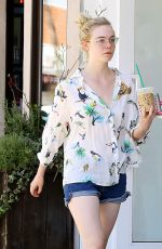 ELLE FANNING in Jeans Shorts Out and About in Studio City 04/18/2015
