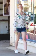 ELLE FANNING in Jeans Shorts Out and About in Studio City 04/18/2015