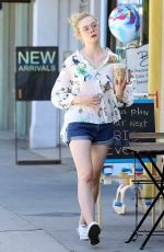 ELLE FANNING in Jeans Shorts Out and About in Studio City 04/18/2015