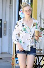 ELLE FANNING in Jeans Shorts Out and About in Studio City 04/18/2015