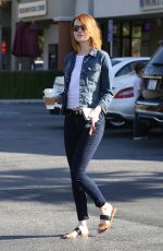EMMA STONE in Jeans Out and About in Brentwood
