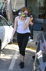 EMMA STONE in Tights Out and About in West Hollywood