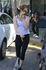 EMMA STONE in Tights Out and About in West Hollywood
