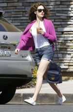 EMMY ROSSUM in Denim Shorts Out in Beverly Hills
