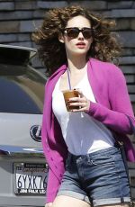 EMMY ROSSUM in Denim Shorts Out in Beverly Hills