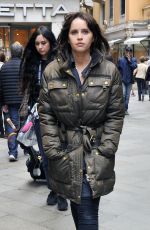 FELICITY JONES on the Set of Inferno in Venice