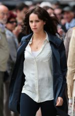 FELICITY JONES on the Set of Inferno in Venice