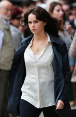 FELICITY JONES on the Set of Inferno in Venice