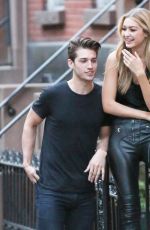 GIGI HADID in Leather Pants at a Set of a Photoshoot in New York