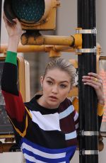 GIGI HADID on the Set of a Photoshoot in New York 04/21/2015