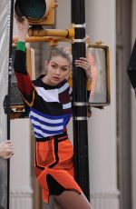 GIGI HADID on the Set of a Photoshoot in New York 04/21/2015