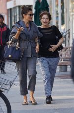 HELENA CHRISTENSEN with Her Mother Out in West Village