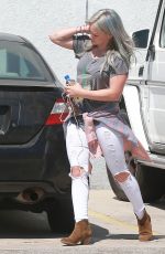 HILARY DUFF in Ripped Jeans Out and About in Hollywood 04/28/2015