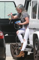 HILARY DUFF in Ripped Jeans Out and About in Hollywood 04/28/2015