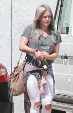 HILARY DUFF in Ripped Jeans Out and About in Hollywood 04/28/2015