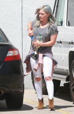 HILARY DUFF in Ripped Jeans Out and About in Hollywood 04/28/2015