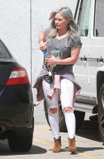 HILARY DUFF in Ripped Jeans Out and About in Hollywood 04/28/2015