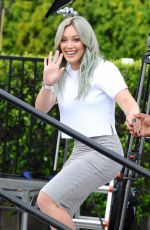 HILARY DUFF on the Set of Extra in Universal City