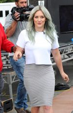 HILARY DUFF on the Set of Extra in Universal City