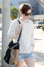 LILY COLLINS in Cut-offs Out and About in West Hollywood