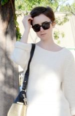 LILY COLLINS in Cut-offs Out and About in West Hollywood