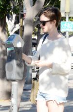 LILY COLLINS in Cut-offs Out and About in West Hollywood