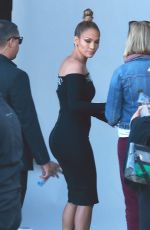JENNIFER LOPEZ in Tight Dress at American Idol Set in West Hollywood