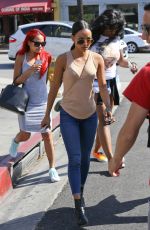 KARREUCHE TRAN Leaves Toast Restaurant in West Hollywood