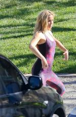 KATE HUDSON in Purple Uni-tard at a Park in Los Angeles