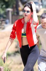 KEMDALL JENNER in Leggings amd Tank Top Out Hiking in Malibu