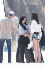 KENDALL and KYLIE JENNER on the Set of a Photoshoot in Malibu