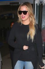 KHLOE KARDASHIAN in Jeans at LAX Airport in Los Angeles