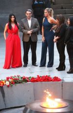 KIM and KHLOE KARDASHIAN at Armenian Genocide Memorial at Tsitsernakaberd in Yerevan