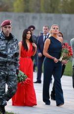 KIM and KHLOE KARDASHIAN at Armenian Genocide Memorial at Tsitsernakaberd in Yerevan