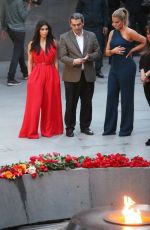 KIM and KHLOE KARDASHIAN at Armenian Genocide Memorial at Tsitsernakaberd in Yerevan