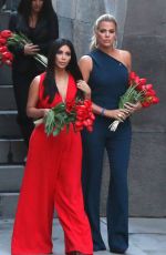 KIM and KHLOE KARDASHIAN at Armenian Genocide Memorial at Tsitsernakaberd in Yerevan
