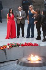 KIM and KHLOE KARDASHIAN at Armenian Genocide Memorial at Tsitsernakaberd in Yerevan