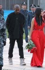 KIM and KHLOE KARDASHIAN at Armenian Genocide Memorial at Tsitsernakaberd in Yerevan